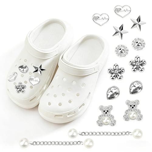 Image of EUIEUT 12 Pieces Shoe Charms, Bling Crystal Diamond Charms Accessories, Removable Star Bear Shoe Charms, Chain Charms for Clog, DIY Creative Shoe Decorations for Croc Accessories Women Girls Sandals