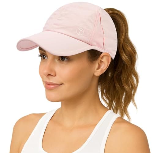 Image of TOP-EX Womens High Ponytail Baseball Cap Baby Pink UPF 50 Lightweight Cooling Summer Hat Golf Tennis Jogging Walking Sweatproof Foldable S/M