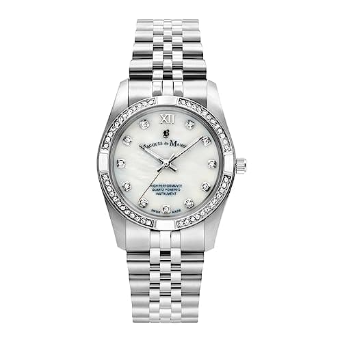 Image of Jacques Du Manoir Inspiration Prestige JWL02001 Women's Quartz Analogue Watch 34 mm Stainless Steel Bracelet Silver 5 Bar White Dial