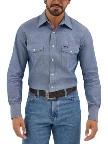 Image of Wrangler Men's Ms70119-m Button Down Shirts, Indigo Denim, M UK