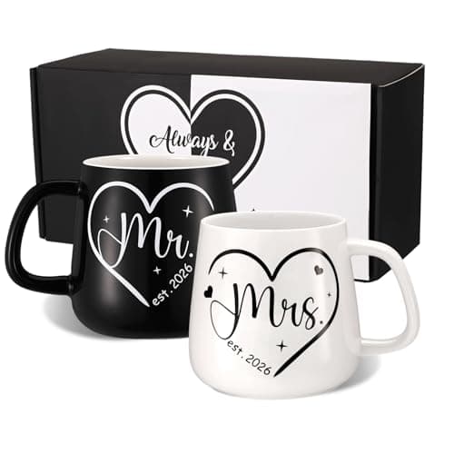 Image of saerryor Wedding Gifts for Couples Friends Her Him Newlyweds,Engagement Bridal Gifts for Engage Wedding Anniversary,Mr and Mrs Ceramic Coffee Mugs for Bride Groom Husband Wife Parents