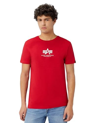 Image of Alpha Industries Basic T ML T-Shirt for Men Speed Red/White