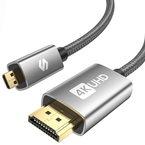 Image of Silkland Micro HDMI to HDMI Cable 2M, 4K@60Hz, Supports Ethernet, 3D, HDR and ARC, Micro HDMI Cable Compatible with GoPro Hero 9/8/7/6/5, Raspberry Pi 5 4, Sony Camera A6300 A6400(Not Mini HDMI)