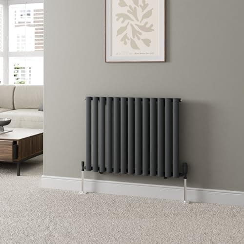 Image of DuraTherm® 600 x 780mm Anthracite Horizontal Designer Radiator Single Column Oval Tube Modern Central Heating Panel Bathroom Radiators
