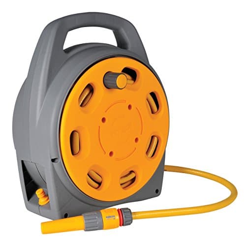 Image of HOZELOCK - Portable Compact Hose Reel 20 m : 20m Streamlined Hose Reel, Compact, Large Handle, Supplied with 1 Nozzle and all Fittings [2382R0777]