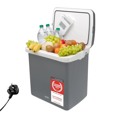 Image of TZS First Austria - 32L Electric Cool Box - 12V/230V for Car & Mains - Cooling & Warming Function - Quiet Thermoelectric System - Ideal for Camping & Travel - Grey