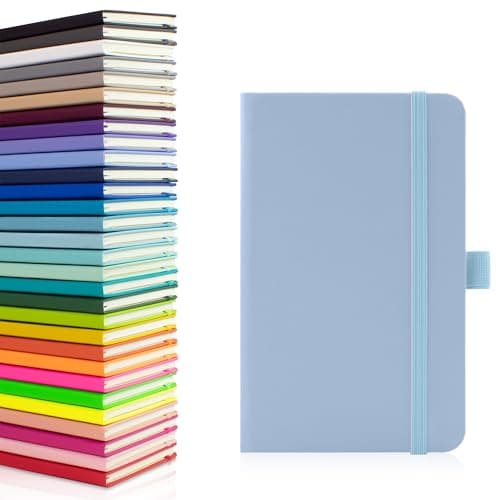 Image of Notes London Eco A6 Notebook with Lined Pages, Pen Loop, Ribbon, Date Marks and Paper Pocket, Pocket Hardback Journal, Note, sustainably sourced paper (Pastel Blue)