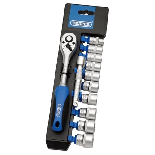Image of Draper 16371 Square Drive Metric Socket and Ratchet 12 Pieces Set, 3/8" Length , Blue