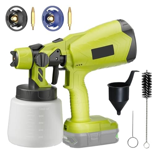 Image of Cordless Paint Sprayer for Ryobi P108 18V One plus Battery (No battery) Fence Paint Sprayer for Fencing and Decking, Handheld Paint Gun Sprayers for Home DIY Painting 3 Spray Patterns & 1000ml Tank