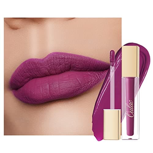 Image of Oulac Matte Liquid Purple Lipstick for Women, Violet Long Lasting Lip Stain, Waterproof Highly Pigmented Creamy Formula Lipstick with Vitamin E, Vegan, 4.5ml (M15)