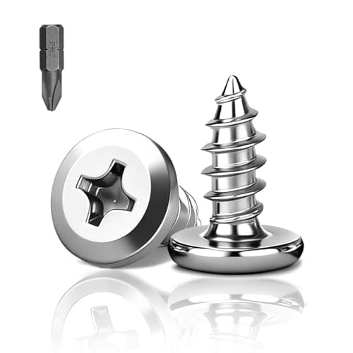 Image of PDKKFF 60Pcs M4x12mm Flat Head Self Tapping Screws, 304 Stainless Steel Phillips Drive Fastener Screws, Silver Cross Drive Self drilling screws for Wood and Furniture