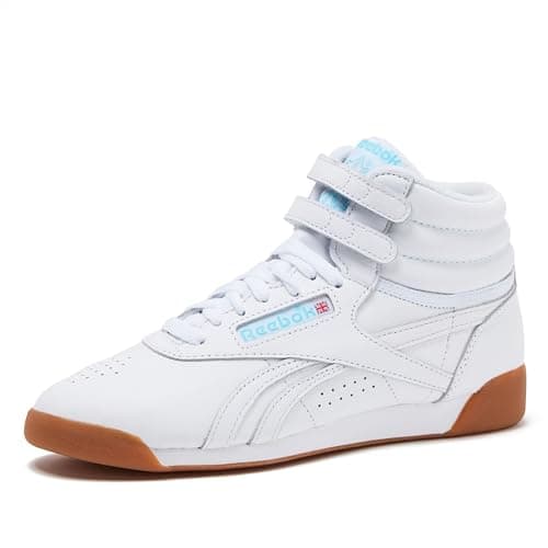 Image of Reebok Women's Freestyle Hi High Top Basketball Sneakers, Footwear White/Blue/Gum, 9.5
