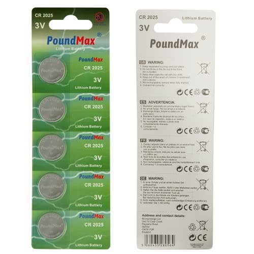 Image of 5 x 2025 CR2025 DL2025 ECR2025 3V PoundMax Lithium Coin Cell Batteries