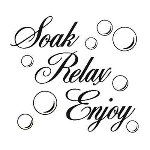 Image of REFURBISHHOUSE SOAK RELAX ENJOY Bathroom Wall Art Quote Sticker Vinyl Decal Home Art Decoration: black