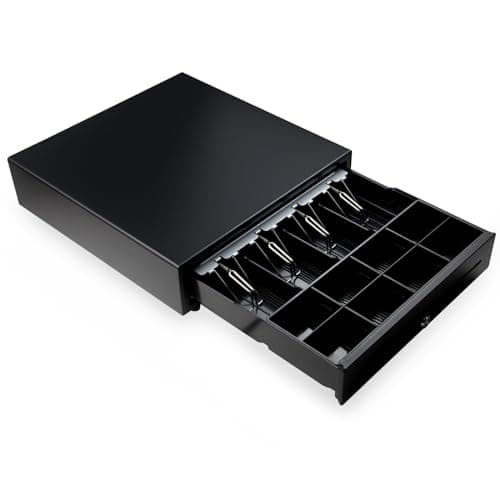 Image of HONEY BEAR Cash Register Drawer for POS System Receipt/Thermal Printer,with RJ11 Interface 12V,4 Bills&8 Removable Coins Tray,Black (Cash Drawer OF0011)