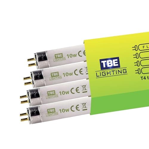 Image of TBE LIGHTING T4 10w Fluorescent Tube Lamps 352mm - 4 Pack of CFL Bulbs - G5 2-Pin Base Fittings - T4 High Efficiency Lamps, Soft White 3500K