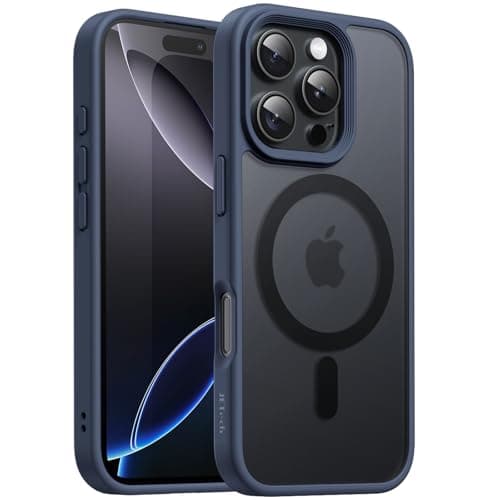 Image of JETech Magnetic Case for iPhone 16 Pro 6.3-Inch Compatible with MagSafe, Translucent Matte Back Slim Shockproof Phone Cover (Storm Blue)