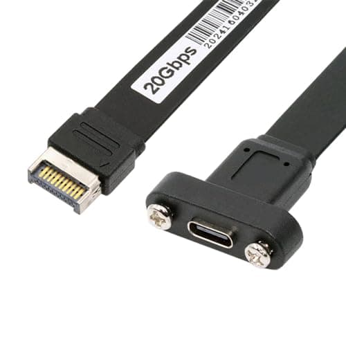 Image of NFHK USB 3.2 20Pin Type-E IDC Front Panel Header to USB-C Type-C Female Extension Cable 20Gbps with Panel Mount Screw
