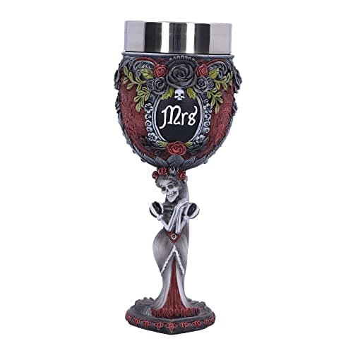 Image of Nemesis Now Mrs Goblet, 21cm, 200ml Capacity, Resin, Black, Gothic Giftware, Cast in the Finest Resin, Expertly Hand-Painted, Stainless Steel Insert, Gothic Wedding Gift