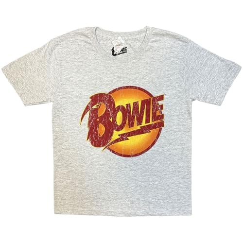 Image of David Bowie Kids T Shirt Vintage Diamond Dogs Logo Official Grey Ages 3-14yrs X-Large 11/12 Yrs