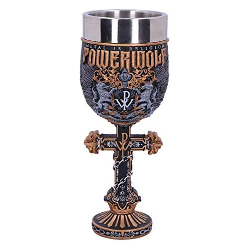Image of Nemesis Now Powerwolf Metal is Religion Rock Band Goblet, Resin, Black, Officially Licensed Powerwolf Merchandise, Exclusive Design, Cast in The Finest Resin, Expertly Hand-Painted