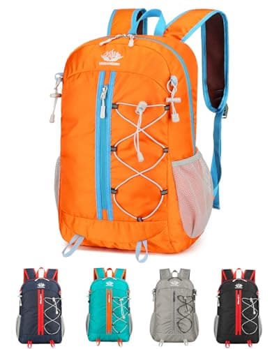 Image of szyanlai Hiking Backpack for Women, 30L Ultra Lightweight Foldable Waterproof Rucksack,Back Pack Rucksack for Women Kids Camping Travel (Orange)