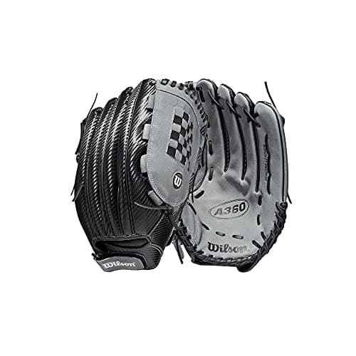 Image of WILSON 2021 A360 SP13 13" Slowpitch Softball Glove - Left Hand Throw, Black/Grey