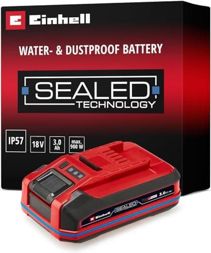 Image of Einhell 18V Sealed 3.0Ah Plus Lithium-Ion Battery Power X-Change, 2nd Generation, IP57 Waterproof & Dust Protection, Universally Compatible with All PXC Power Tools and Garden Machines