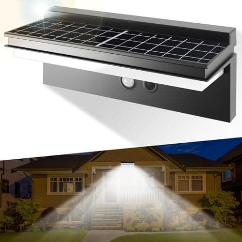 Image of HOTUT Solar Lights Outdoor Motion Sensor, Wall Lights Outdoor IP65 Waterproof, 4 Lighting Modes, IP65 Solar Security Lights, Super Bright Pir Flood Lamp for Wall Garden Fence Yard Driveway Path, Black