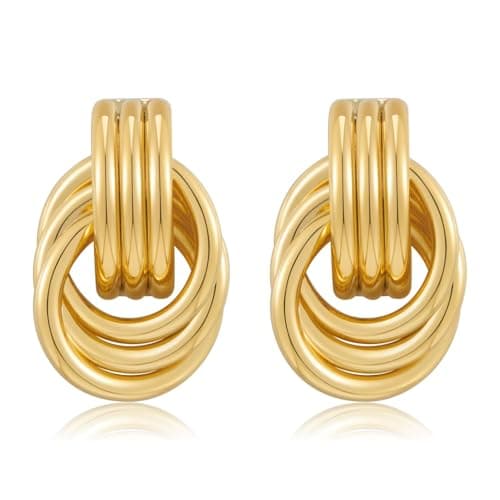 Image of LILIE&WHITE Earrings for Women Gold-Plated Twisted Loop Knot Earrings – Timeless and Elegant Jewellery for Women, Lightweight and Durable