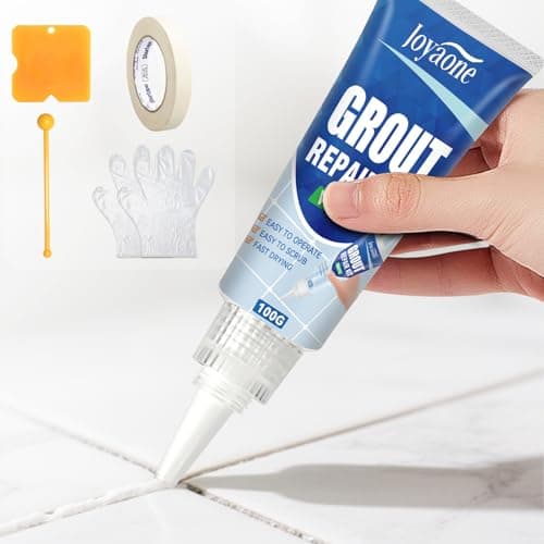 Image of Tile Grout Repair Kit, Grout Pen White, Fast Drying and Waterproof,Grout Squeeze Tube for Bathroom and Kitchen Tile Joints Line (White, 100g)