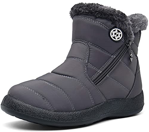 Image of Gaatpot Womens Boots Water-resistant Ankle Booties Warm Lined Snow Boots Winter Shoes Zip,Slate grey,5 UK