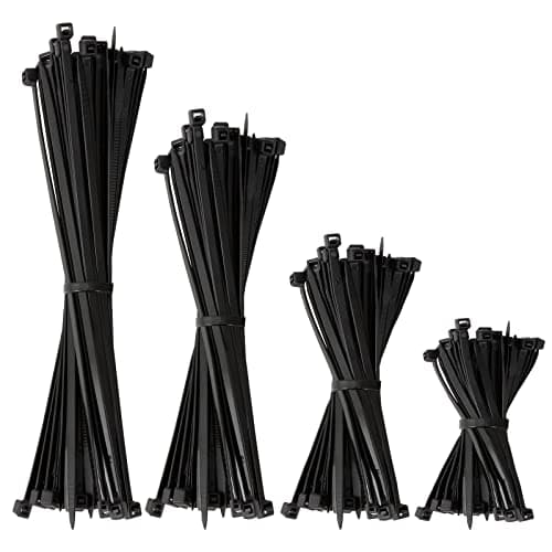 Image of BEEWAY Cable Ties Black - 120 Pack 3.6mm Zip Ties, Tie Wraps for Home, Office, Garden, Assorted in Sizes 100mm, 150mm, 200mm, 300mm (30pcs/Size)