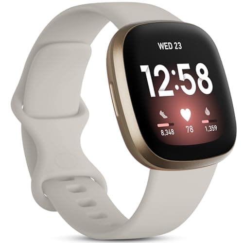 Image of Oielai Strap Compatible for Fitbit Versa 3/Versa 4/Sense 2, Sport Silicone Classic Soft Replacement Straps for Women & Men, Large Starlight