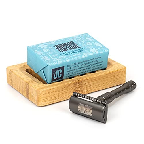 Image of Jungle Culture® Mint & Aloe Vera Refreshing Eco Shaving Soap 100g • Plastic-Free Natural Soap Bar • Vegan Friendly Shaving Gel Foam Replacement • Organic Shave Butter Suitable For Sensitive Skin