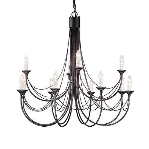 Image of 12 Bulb Chandelier Hanging Pendant Light - Black - LED E14 60W Bulb
