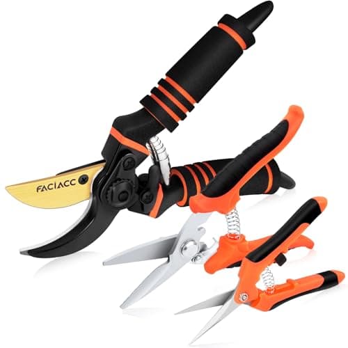 Image of FACIACC Garden Secateurs, 3 Pack Stainless Steel Pruning Shears, Heavy Duty Garden Scissors, Pruner Secateurs, Professional Hand Pruners for Plants Hedges Flowers