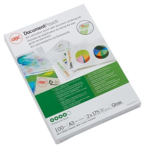 Image of GBC A3 2x175 Micron Gloss Laminating Pouches, Pack of 100, 3200746