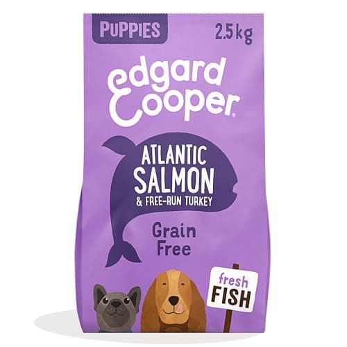 Image of Edgard & Cooper Grain Free Dry Dog Food For Medium Breed Puppy Dogs (2.5kg), Fresh Salmon & Turkey, Fibre Balanced Tailored To Tummy Needs, Hypoallergenic, Natural Ingredients, Never Fish Meal