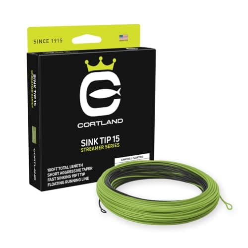 Image of Cortland Streamer Sink Tip 15 Fly Line, Black/Green 100ft, WF7S/F