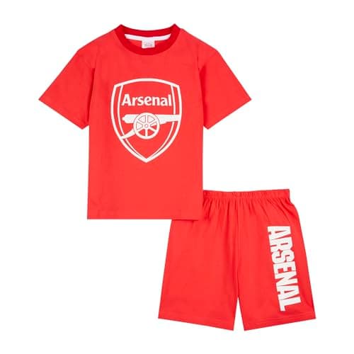 Image of Arsenal F.C. Boys Pyjamas, T-Shirt and Shorts PJs Set, AFC Gifts for Boys 13-14 Years Red