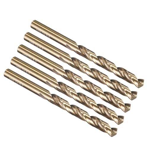 Image of PATIKIL 8mm Drill Bit, M35 Cobalt 5% High-Speed Steel Jobber Straight Shank 135° Gold Finish for Stainless Steel Hard Metal - 5 Pack