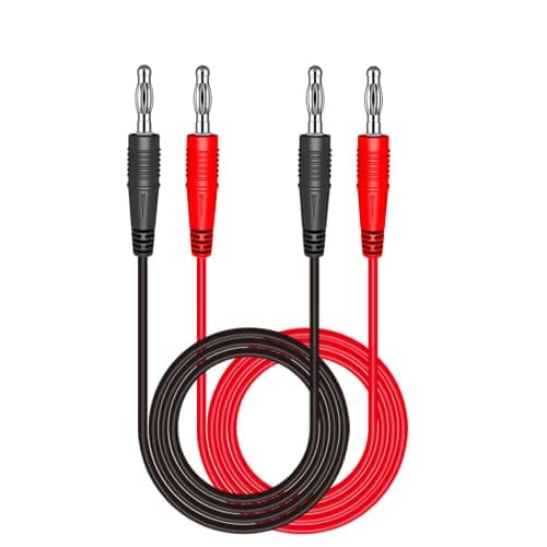 Image of DollaTek 2Pcs P1041 4mm banana plug to banana plug multimeter test cable electronic test leads extension - Red + Black