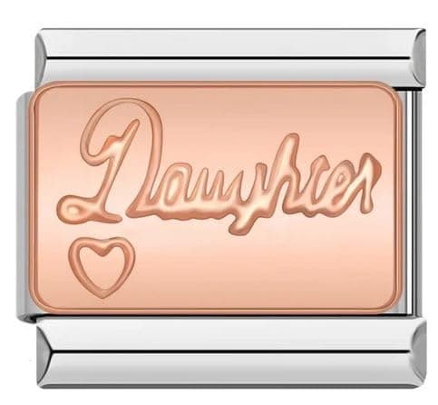 Image of Daughter Gift Mother Mum Rose Gold Silver 9mm Italian Charm Compatible With 9mm Bracelet