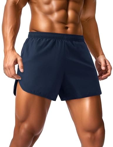 Image of MAGCOMSEN Mens Running Gym Quick Dry Shorts Outdoor Workout Training Elasticated Waist Short Summer Casual Sports Short Navy, 34