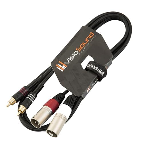 Image of VisioSound 2 x Male XLR to 2 x RCA Gold Phono Plug Twin Lead/Audio Signal Patch Cable 1.5m