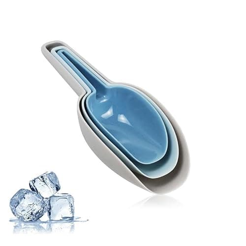 Image of Set of 3 Ice Scoop, Plastic Kitchen Ice Scoop for Canisters or Ice Maker, Food Scoops for Canisters, Freezer, Flour, Dry Foods, Coffee Beans, Pop Corn, Pet Dog Cat Food (Mix I)