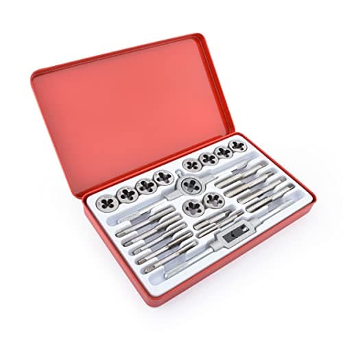 Image of Gunpla UNF and UNC Taps and Dies Set 24 Pieces SAE 1/8-1/2 Inch Tungsten Alloy Steel Tapping and Threading Tool Kit, Heavy Duty Internal and External Cutting Male Female Threads with Die Holder