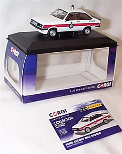 Image of Corgi Vanguards F0RD ESC0RT Mk2 RS2000 Merseyside Police vehicle 1:43 scale diecast model