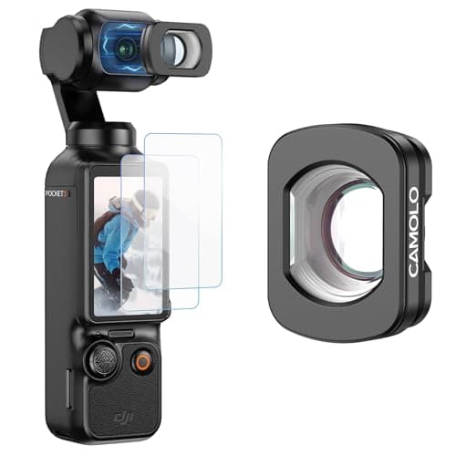 Image of CAMOLO Wide-Angle Lens for DJI Osmo Pocket 4 & Pocket 3,Magnetic Attachment, Multi-Coated HD Optical Glass,Expanded FOV of 112° Action Camera Lens,2pcs Screen Protector Included